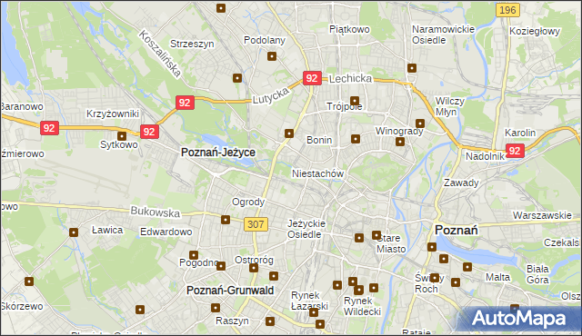 mapa Niestachów gmina Poznań, Niestachów gmina Poznań na mapie Targeo