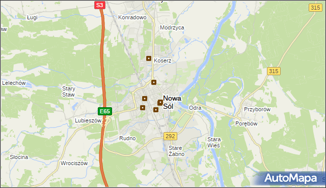 mapa Nowa Sól, Nowa Sól na mapie Targeo