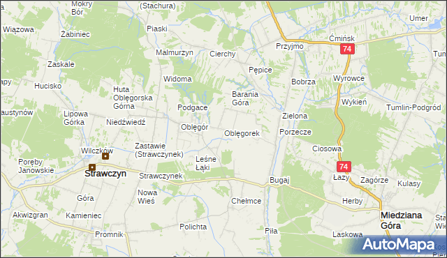 mapa Oblęgorek, Oblęgorek na mapie Targeo