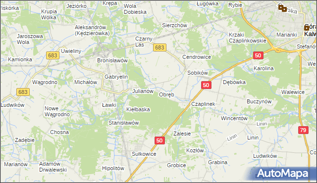 mapa Obręb gmina Góra Kalwaria, Obręb gmina Góra Kalwaria na mapie Targeo