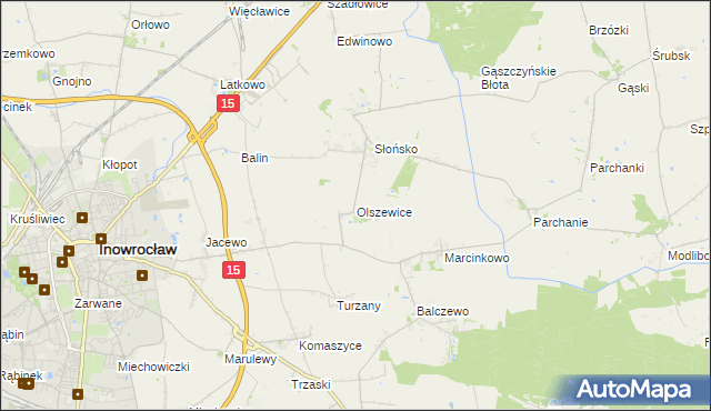 mapa Olszewice gmina Inowrocław, Olszewice gmina Inowrocław na mapie Targeo
