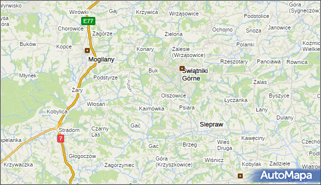 mapa Olszowice, Olszowice na mapie Targeo