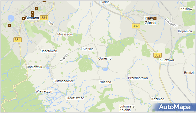 mapa Owiesno, Owiesno na mapie Targeo