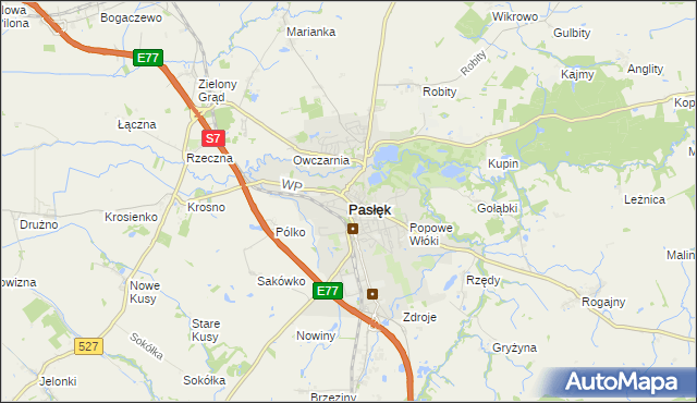 mapa Pasłęk, Pasłęk na mapie Targeo