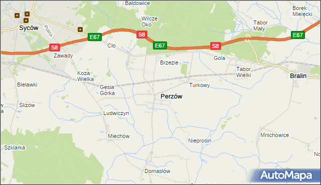 mapa Perzów, Perzów na mapie Targeo