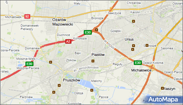 mapa Piastów powiat pruszkowski, Piastów powiat pruszkowski na mapie Targeo