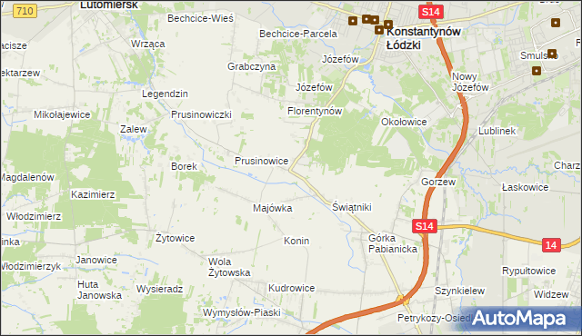 mapa Porszewice, Porszewice na mapie Targeo