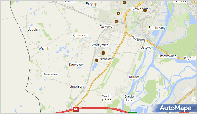 mapa Przecław gmina Kołbaskowo, Przecław gmina Kołbaskowo na mapie Targeo