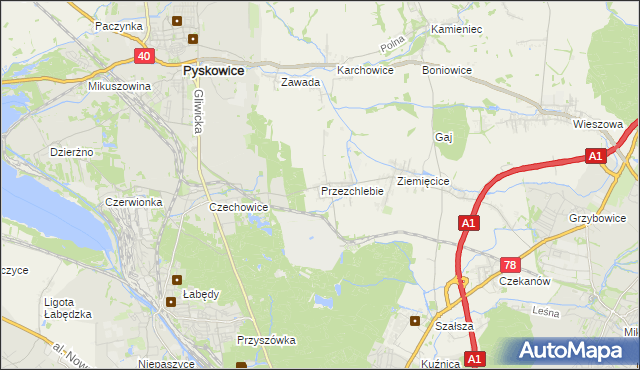 mapa Przezchlebie, Przezchlebie na mapie Targeo