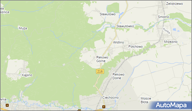 mapa Rekowo Górne, Rekowo Górne na mapie Targeo