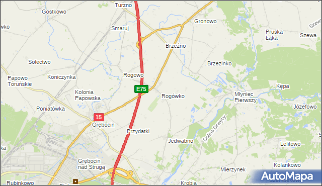 mapa Rogówko gmina Lubicz, Rogówko gmina Lubicz na mapie Targeo