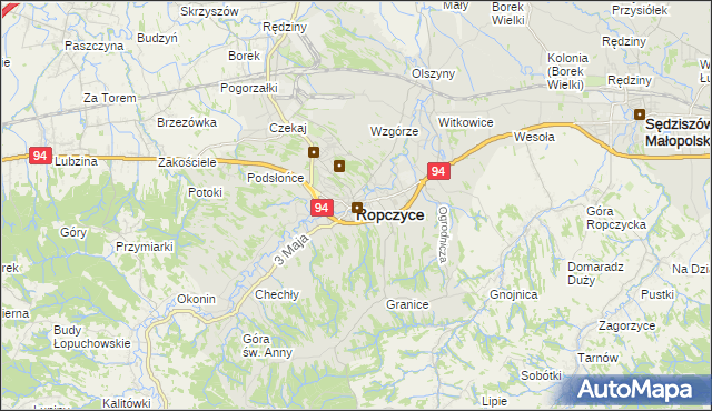 mapa Ropczyce, Ropczyce na mapie Targeo