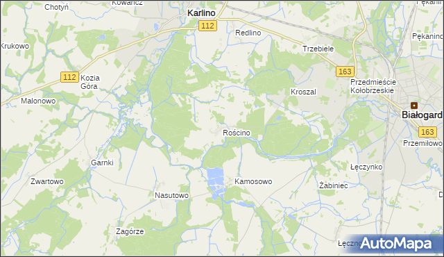 mapa Rościno, Rościno na mapie Targeo