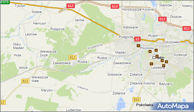mapa Rudka gmina Chełm, Rudka gmina Chełm na mapie Targeo