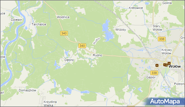 mapa Rudno gmina Wołów, Rudno gmina Wołów na mapie Targeo