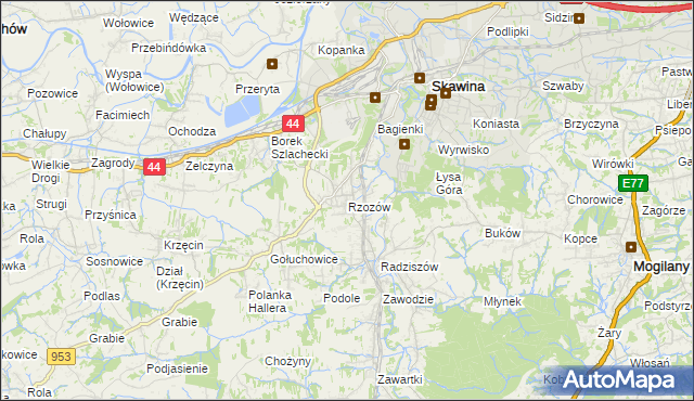 mapa Rzozów, Rzozów na mapie Targeo
