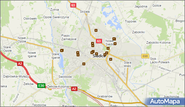 mapa Siedlce, Siedlce na mapie Targeo