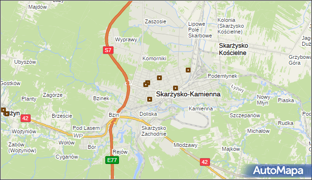 mapa Skarżysko-Kamienna, Skarżysko-Kamienna na mapie Targeo