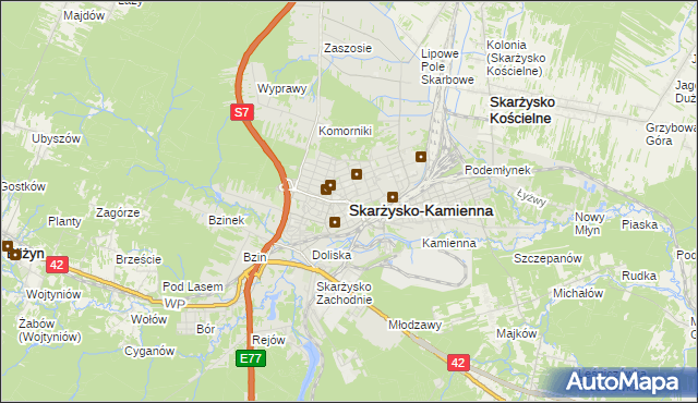 mapa Skarżysko-Kamienna, Skarżysko-Kamienna na mapie Targeo