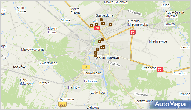 mapa Skierniewic, Skierniewice na mapie Targeo