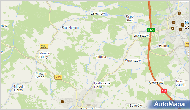 mapa Słocina, Słocina na mapie Targeo