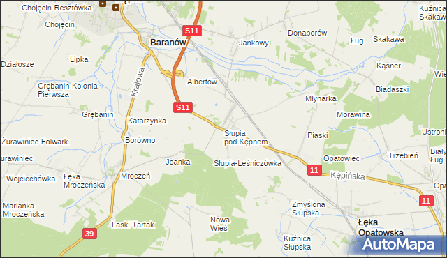 mapa Słupia pod Kępnem, Słupia pod Kępnem na mapie Targeo