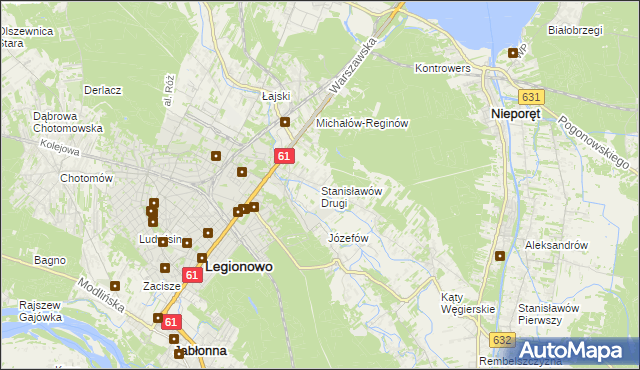 mapa Stanisławów Drugi gmina Nieporęt, Stanisławów Drugi gmina Nieporęt na mapie Targeo