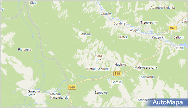 mapa Stara Huta gmina Krasnobród, Stara Huta gmina Krasnobród na mapie Targeo