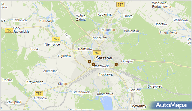 mapa Staszów, Staszów na mapie Targeo