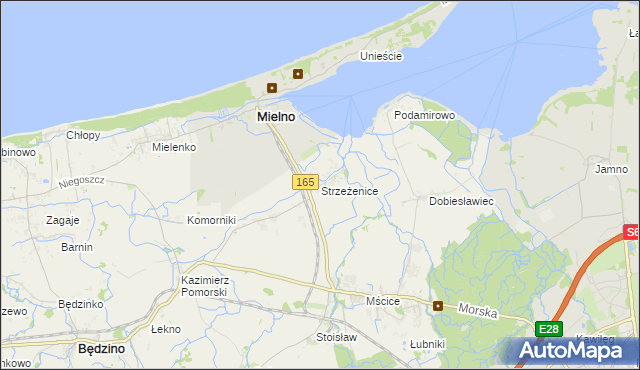 mapa Strzeżenice, Strzeżenice na mapie Targeo