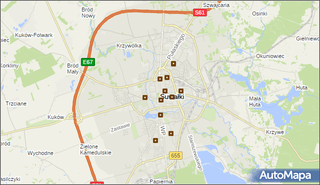 mapa Suwałk, Suwałki na mapie Targeo