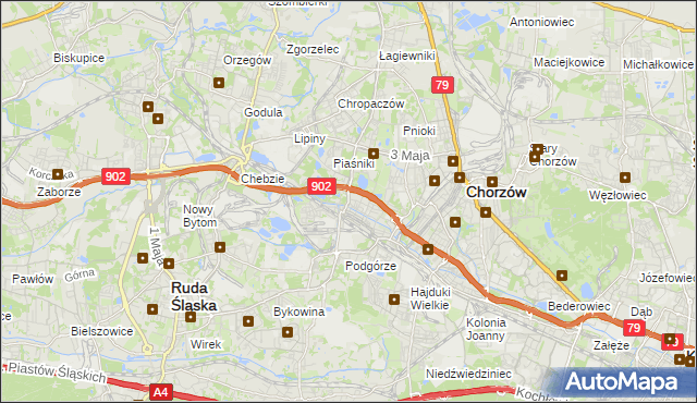 mapa Świętochłowice, Świętochłowice na mapie Targeo