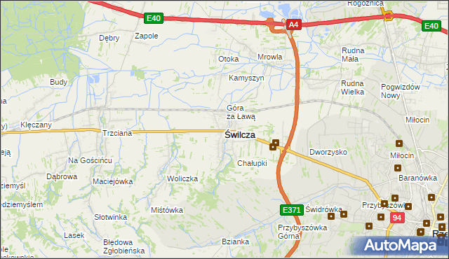 mapa Świlcza, Świlcza na mapie Targeo