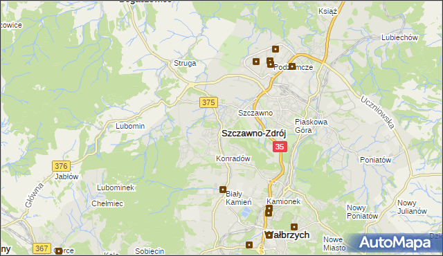 mapa Szczawno-Zdrój, Szczawno-Zdrój na mapie Targeo