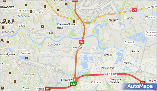 mapa Ulica gmina Kraków, Ulica gmina Kraków na mapie Targeo