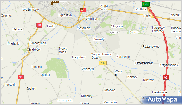 mapa Wojciechowice Duże, Wojciechowice Duże na mapie Targeo