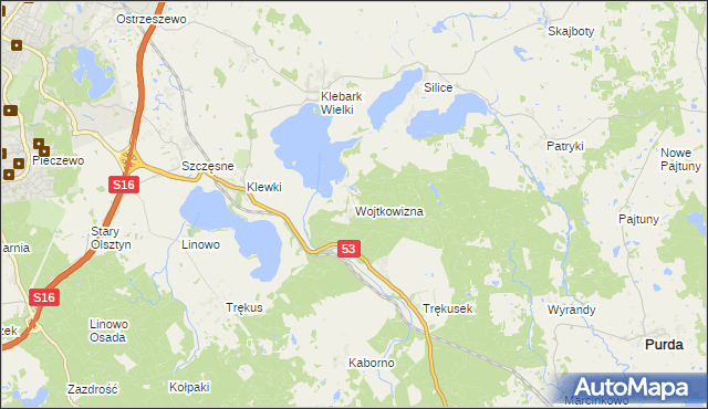 mapa Wojtkowizna, Wojtkowizna na mapie Targeo