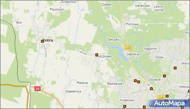 mapa Wołczkowo, Wołczkowo na mapie Targeo