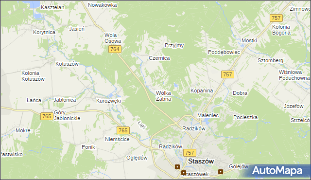 mapa Wólka Żabna, Wólka Żabna na mapie Targeo