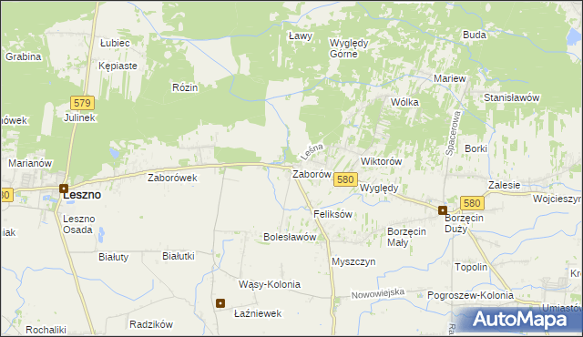 mapa Zaborów gmina Leszno, Zaborów gmina Leszno na mapie Targeo