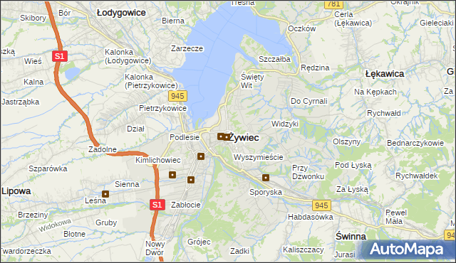 mapa Żywiec, Żywiec na mapie Targeo