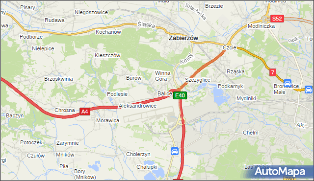 mapa Balice gmina Zabierzów, Balice gmina Zabierzów na mapie Targeo