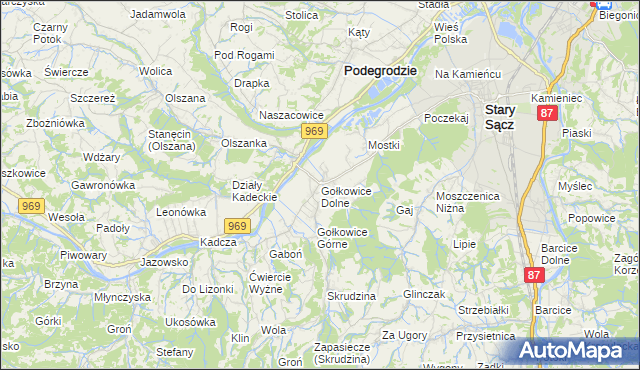 mapa Gołkowice Dolne, Gołkowice Dolne na mapie Targeo