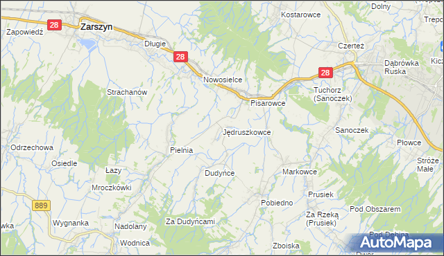 mapa Jędruszkowce, Jędruszkowce na mapie Targeo