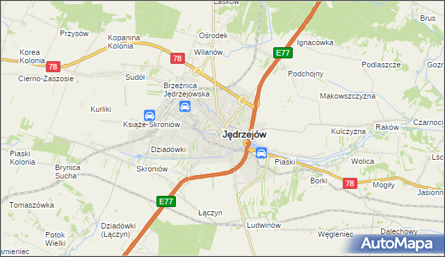 mapa Jędrzejów, Jędrzejów na mapie Targeo