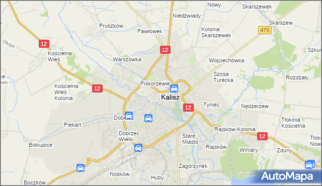 mapa Kalisza, Kalisz na mapie Targeo