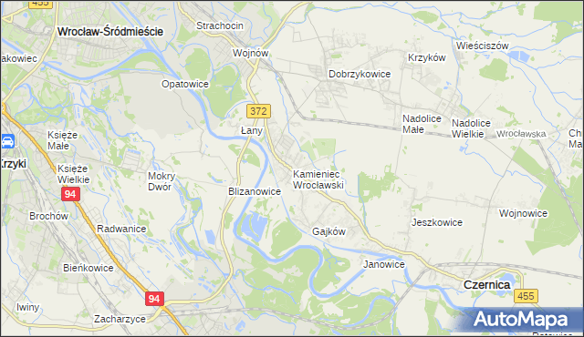 mapa Kamieniec Wrocławski, Kamieniec Wrocławski na mapie Targeo