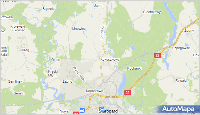 mapa Kokoszkowy, Kokoszkowy na mapie Targeo