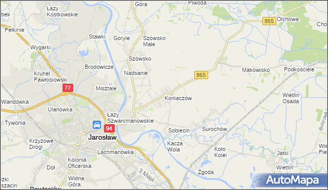 mapa Koniaczów, Koniaczów na mapie Targeo