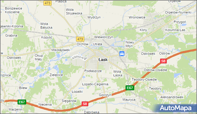 mapa Łask, Łask na mapie Targeo